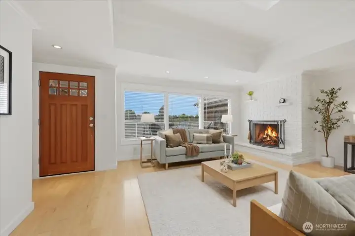 Living Room features Wood-burning Fireplace