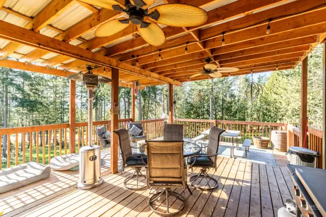 Looking for the perfect spot for your morning coffee or a great space to entertain? Look no further than this beautifully outfitted covered deck.