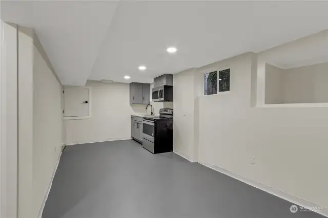 Space for dining room, more cabinets, or you choose