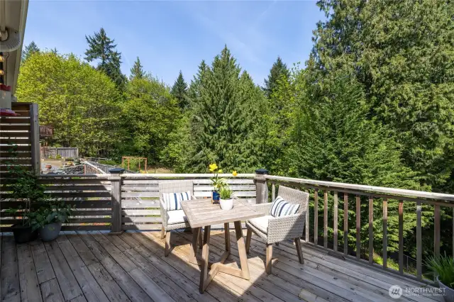 Upstairs Deck overlooking tree line trails
