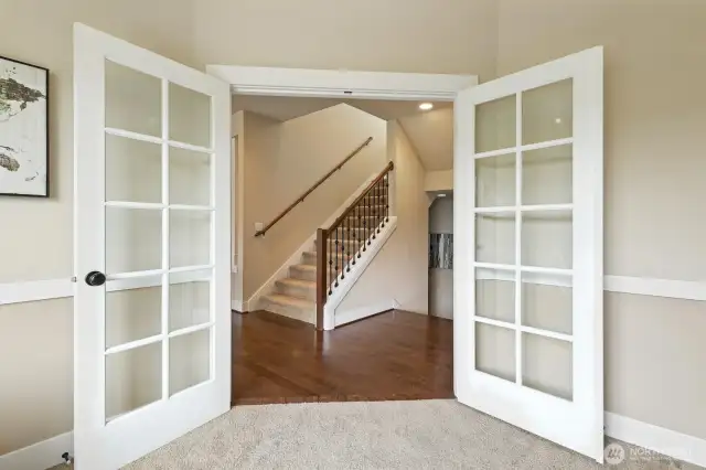 French doors to office/den on main