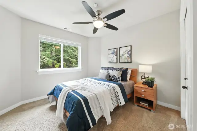 Large secondary bedrooms - upgrade to ceiling fans
