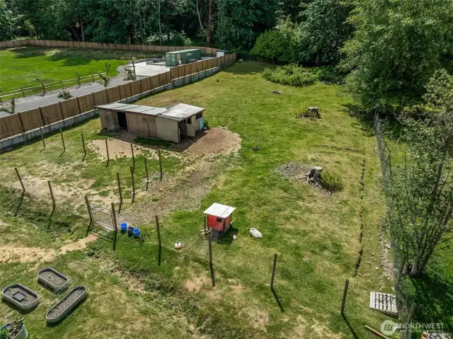 Aerial view of the back half of the property. So much space!