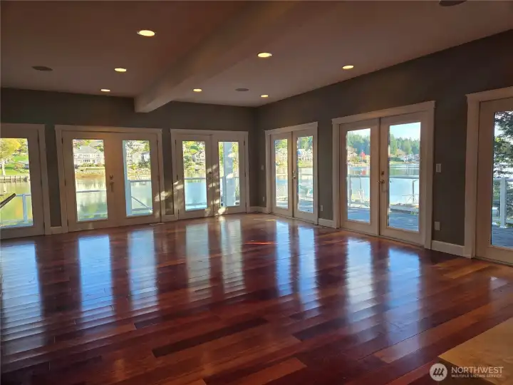 Main level living room off kitchen beautiful water views & beach access!