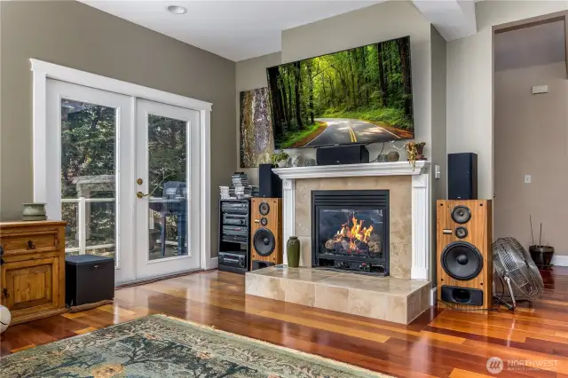 Cozy gas fireplace on main level.