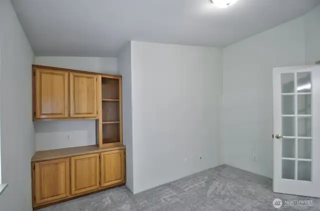 A view of the built ins in the den/office