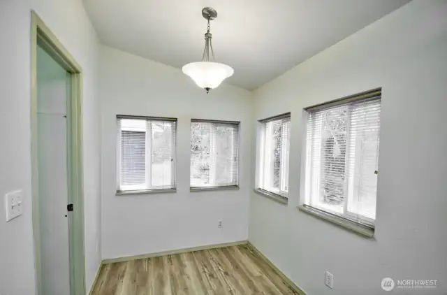 lovely dining nook just off the kitchen with amazing views