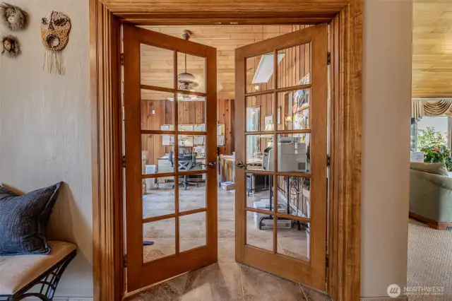 Wood and glass window office doors