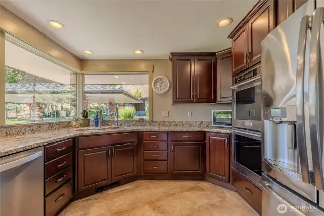 Stainless steel appliances in kitchen