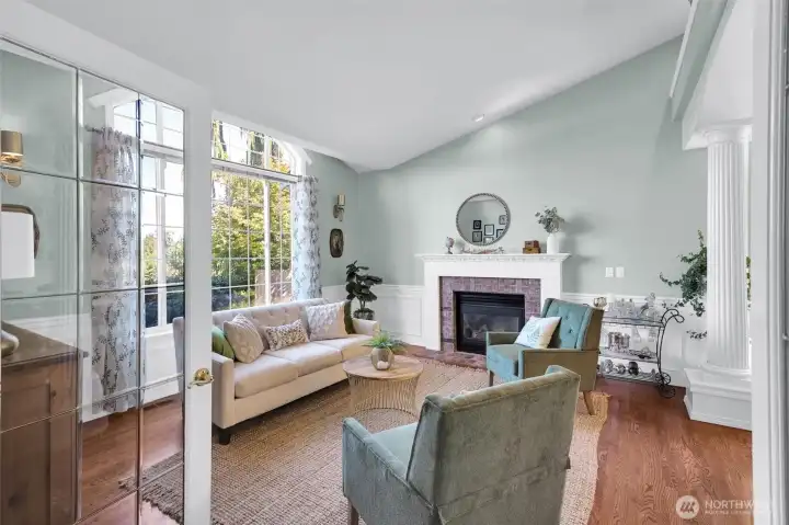 Formal design with cozy + comfortable feel.