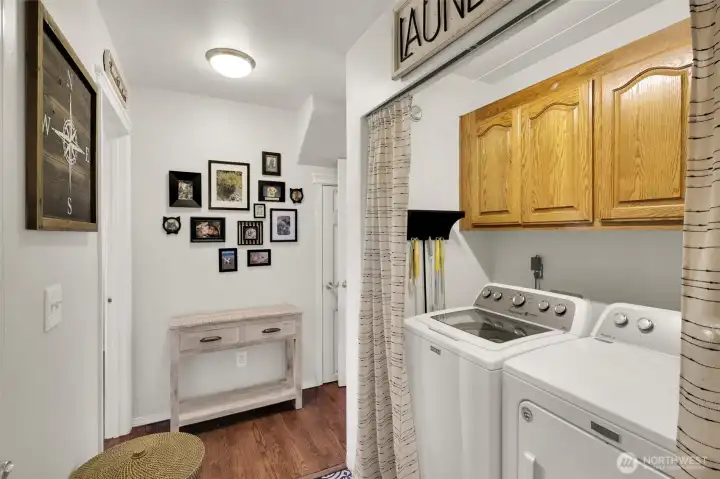 Washer + dryer included.
