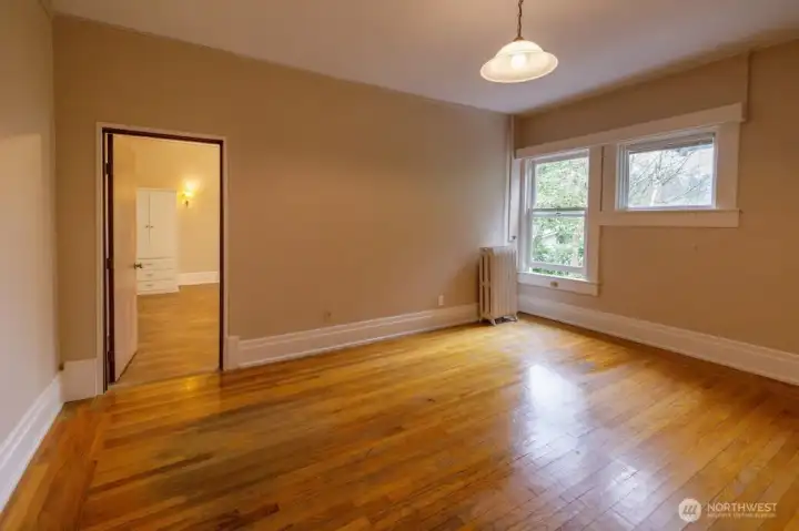 Third bedroom with door to the studio, which offers the ability to close it off and make a separate living space, in consultation with the City of Olympia zoning and building department.