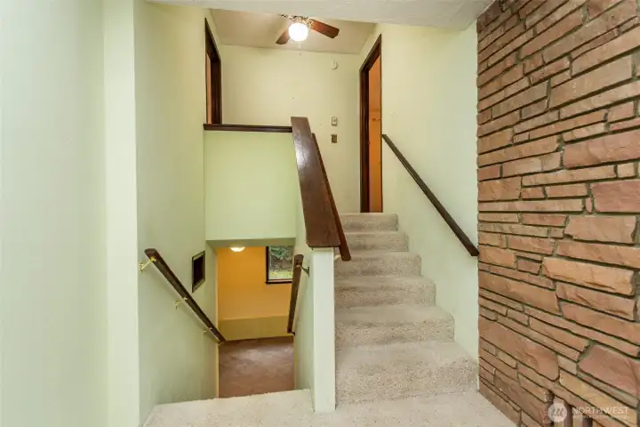 Only 6 steps up to bedrooms.