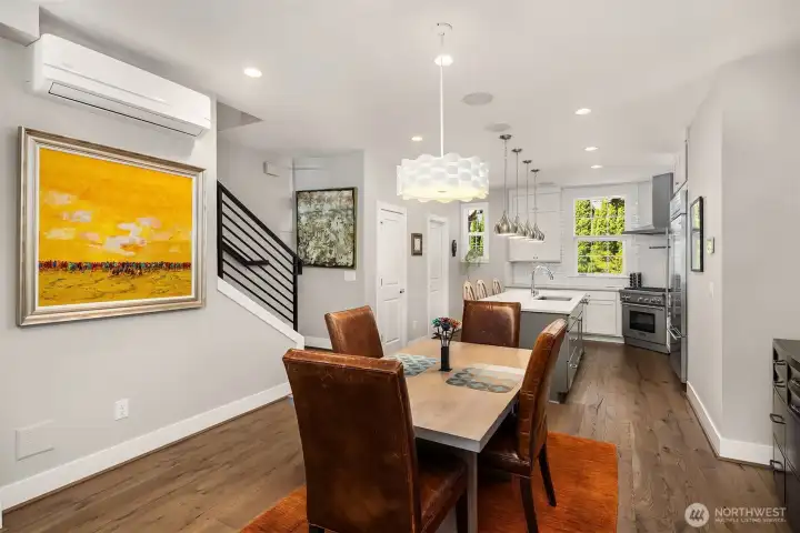 The dining area is generously sized — the perfect setting to host your next evening soirée in style.