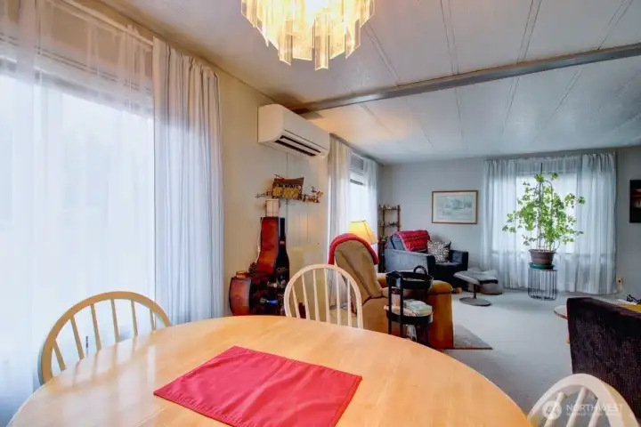 Dining room off Kitchen. Mini split provides heating & air conditioning for both dining area and living room.
