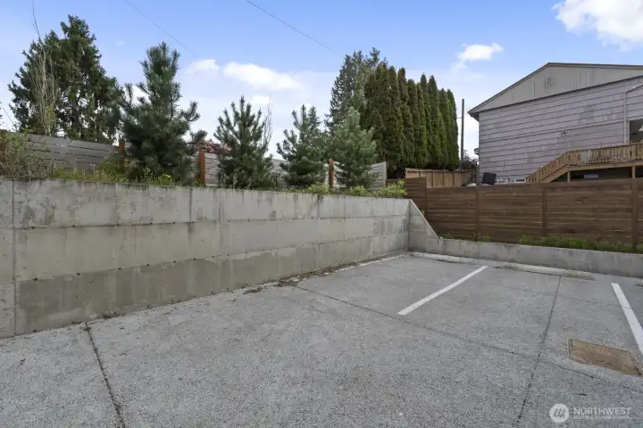 Dedicated parking space: far left