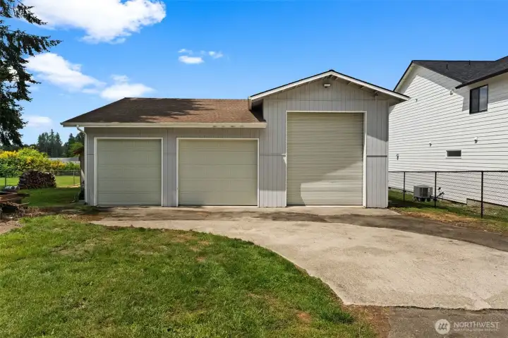 large shop in back of property
