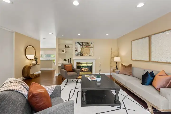 Family room with fireplace