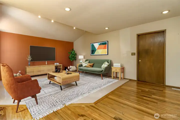 Family room virtually staged