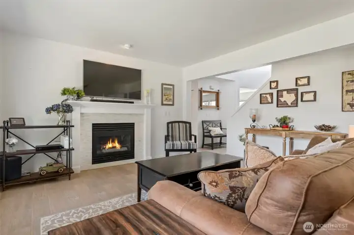 Cozy up in front of the gas fireplace in the family room!