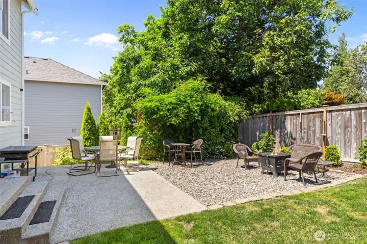 Backyard is flat, fenced, and private!