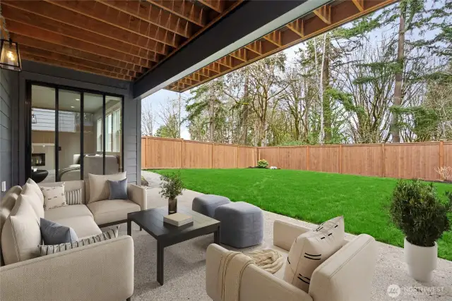 Virtual staging of actual home, lot 3! Oversized lower level covered patio opens to large landscaped fully fence lawn.  Complete with sprinkler systems front and back.