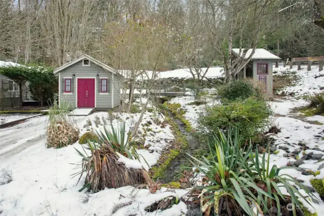 Garden shed/shop; gazebo is to the right