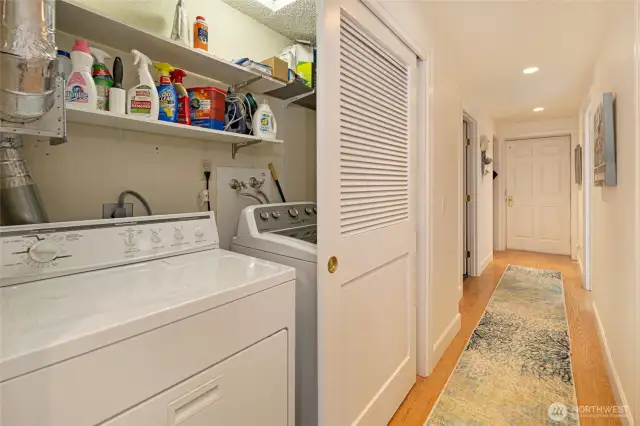 Convenient washer and dryer area.
