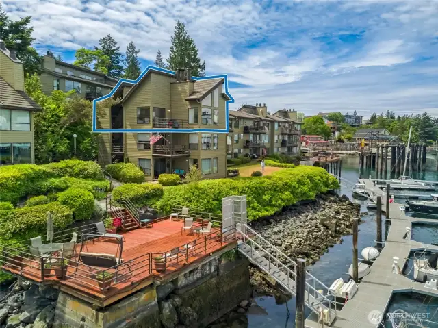 Location, third floor with a private elevator. A shared deck on the water.