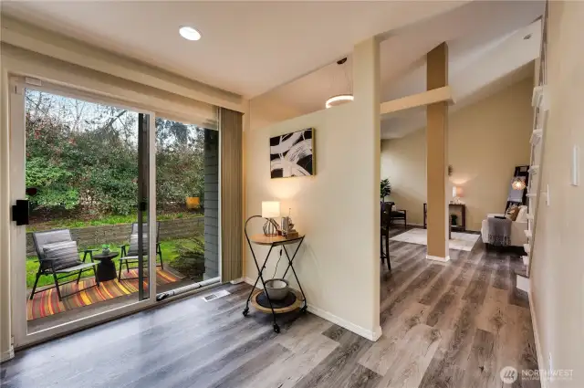 Looking back to living area