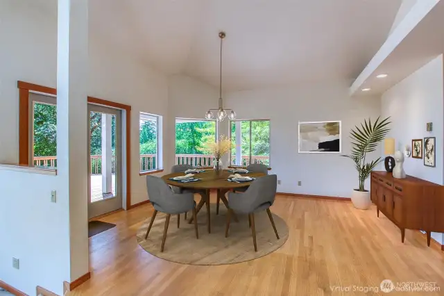 Dining room with virtual staging.