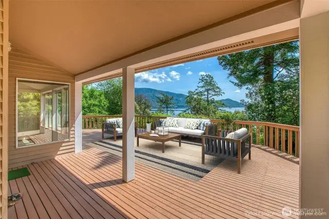 Here is a virtually staged idea for a seating area on the large deck.