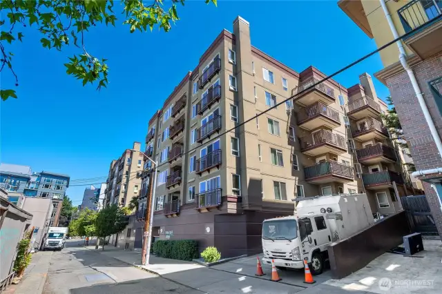 Enter through a private, controlled-access garage—safe, convenient, and out of the weather.