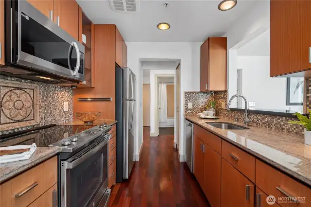 Efficiently designed with everything you need, this updated kitchen makes the most of its space.