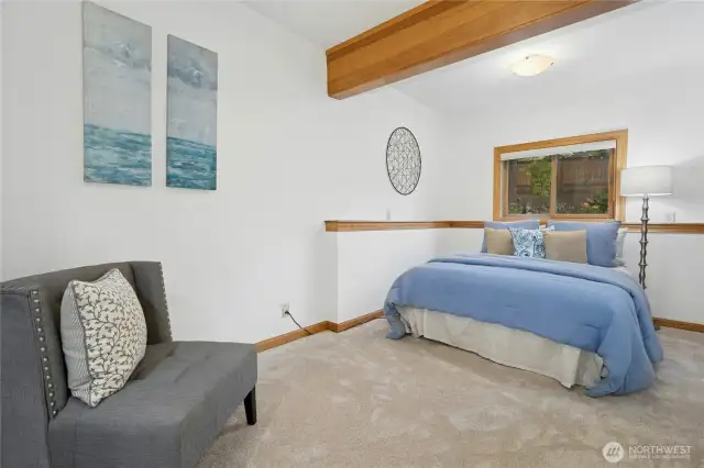 Expansive fourth bedroom in basement with space to add additional bathroom.