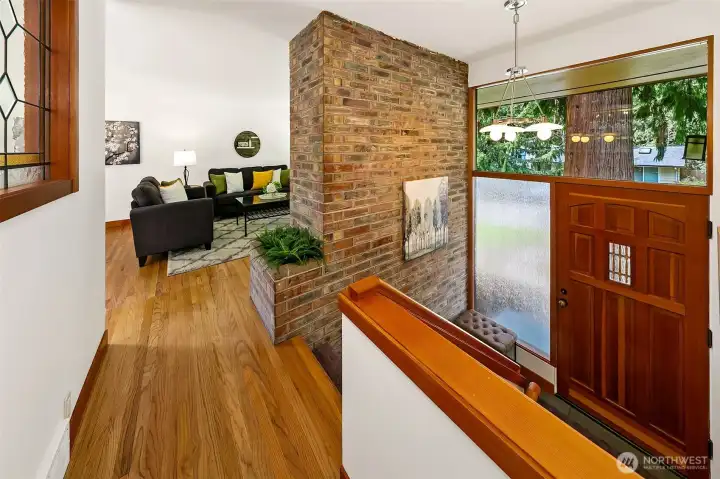 Beautiful wood and brick features!