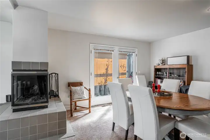 Dining area with fireplace