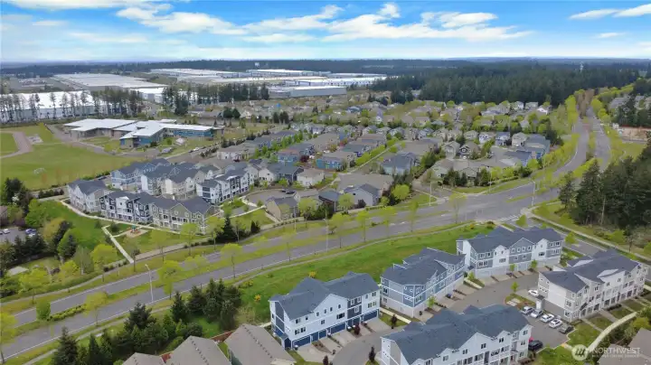Ariel view showcasing the middle school nearby.