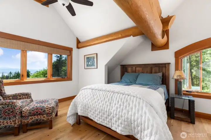 The large corner room upstairs has one of the best views in the house. Large walk in closet in this space. The large corner room upstairs has one of the best views in the house. Large walk in closet in this space.