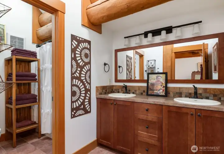Upstairs bathroom has the ability to close off the toilet/shower room if multiple people are using the bathroom. More beautiful natural light here from skylights. Upstairs bathroom has the ability to close off the toilet/shower room if multiple people are using the bathroom. More beautiful natural light here from skylights.