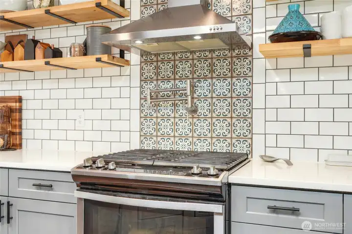 Custom tile work with Pot filler