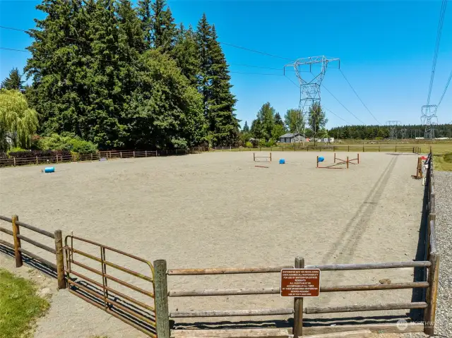 Short walk to 40 acre community property with outdoor riding area for horses.