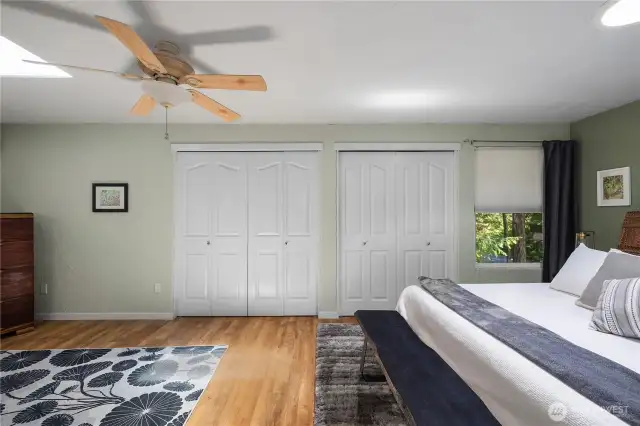 Double closets mean lots of space.