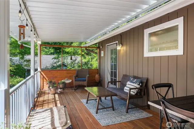Covered patio with room to host and entertain.