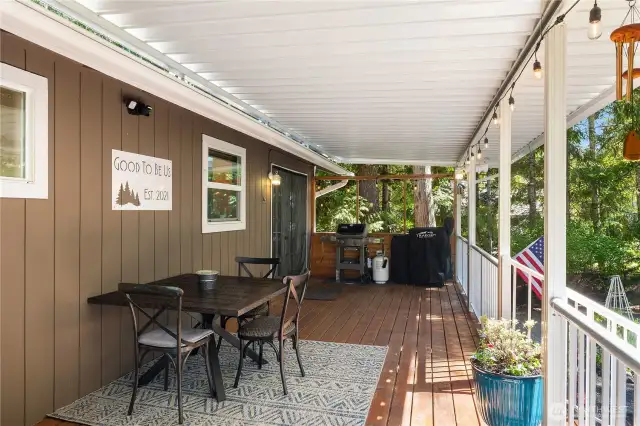 Covered year round deck.