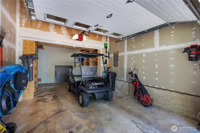 Garage with built-in storage.