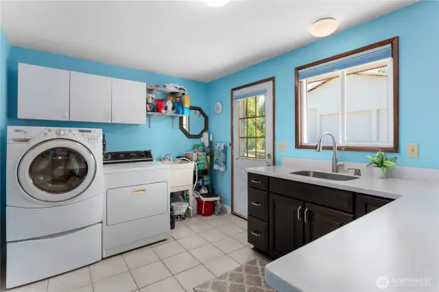 Laundry Room With utility sink and Back door