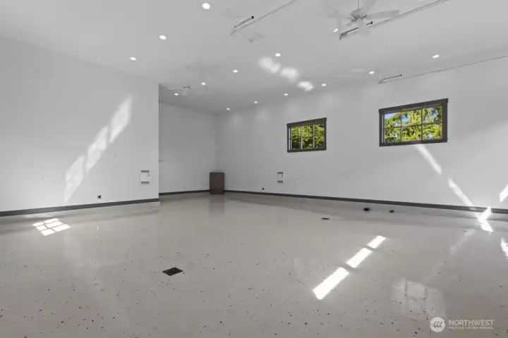 The shop is showroom-quality, with epoxy floors so clean they sparkle.