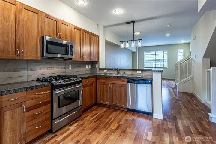 Kitchen has great storage & function.