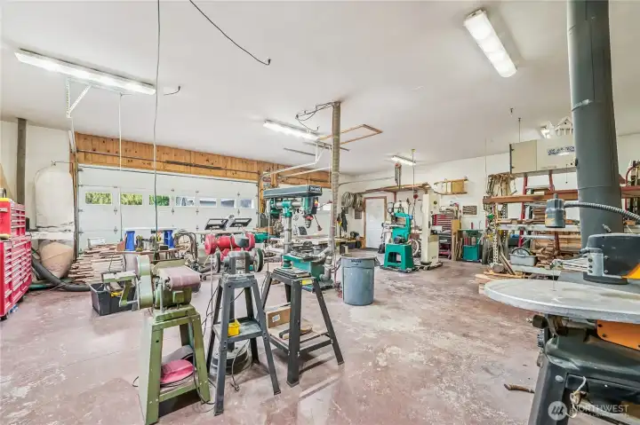 Spacious shop is well lighted.